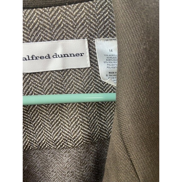 Alfred Dunner Jacket Womens Size 14 Brown Open Front Collared Herringbone - Picture 5 of 7